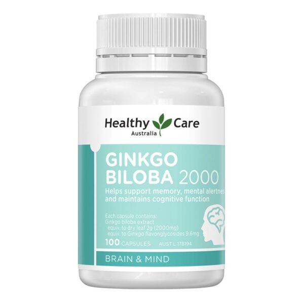 Bổ não Healthy Care Ginkgo Biloba 2000 của Úc, 100 viên